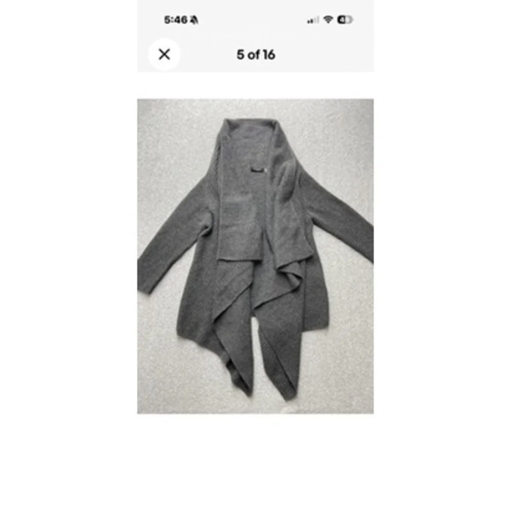 Forte Cashmere Sweater Cardigan Womens 1 Gray 100% Cashmere Open Front Draped